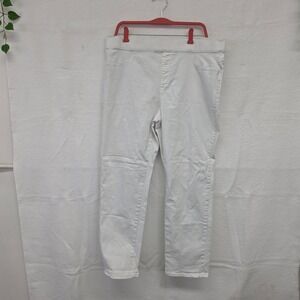 Karen Scott Womens XL White Pull On Straight Leg Elastic Waist Pants Casual